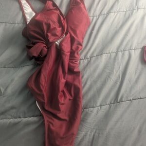 Cupshe Wine Red One Piece Swimsuit